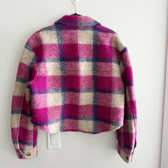 Women’s Plaid Pink and Cream Jacket - Picture 2 of 2